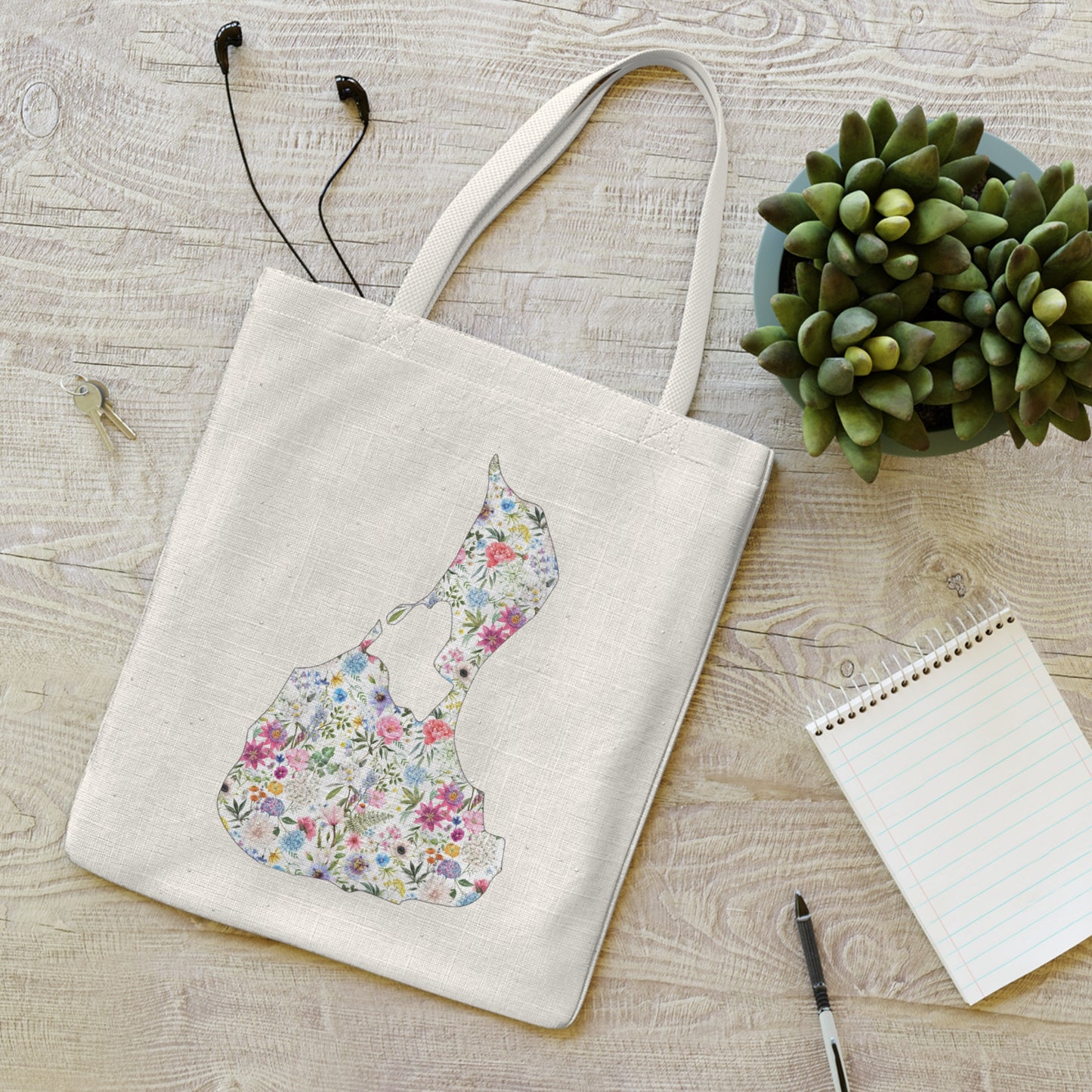 Block Island Flower Canvas Tote Bag